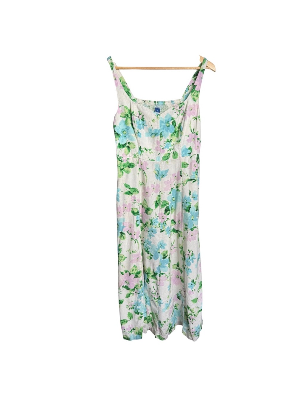 Old Navy Linen Blend Fit N Flare Midi Dress Size Medium Sleeveless Modern Hour - Picture 2 of 16